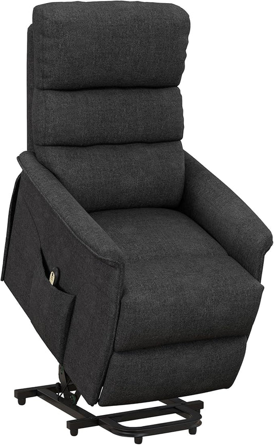 HOMCOM Power Lift Recliner Chair for Elderly Easy Assembly Fabric Lift Chair for Adults Recliner Sofa with Remote Control Side Pockets for Living Room Black