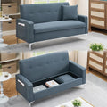 57 Grey Suede Couch Mini Comfy Sofa with Spring Cushions Loveseat Storage Sofa for Bedroom Small Couch for Small Spaces Modern Living Room 2 Seater Sofas with Pillow Seat (Grey)