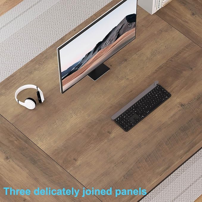 HSH Extra Large Home Office Desk Rustic Wood and Metal Computer Desk for 2 People 78 Inch Long Executive Writing Study Gaming Double Desk Workstation Bedroom Living Room PC Table for 2 Monitors