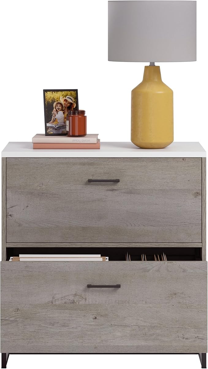 File Cabinet with Lock 2 Drawer Modern Farmhouse Small Storage Cabinet Organizer for HomeOffice Under Desk Locking Drawers Filing CabinetsBrown