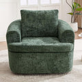 36.6 Boucle Swivel Barrel Chair - Chenille Accent Armchair with Pocket Spring Cushion Ergonomic Armrests &amp Throw Pillow Comfy Single Sofa Chair for Nursery Living Room &amp Offices (Green)