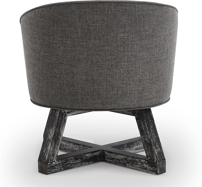 Ball &amp Cast Classic Swivel Chair with Cross-Shaped Wooden BaseLinen Upholstered Accent Chairs360 Degree Comfy Lounge Chair W/Solid Wood LegsSingle Sofa Seatingfor Living RoomOfficeDark Gray