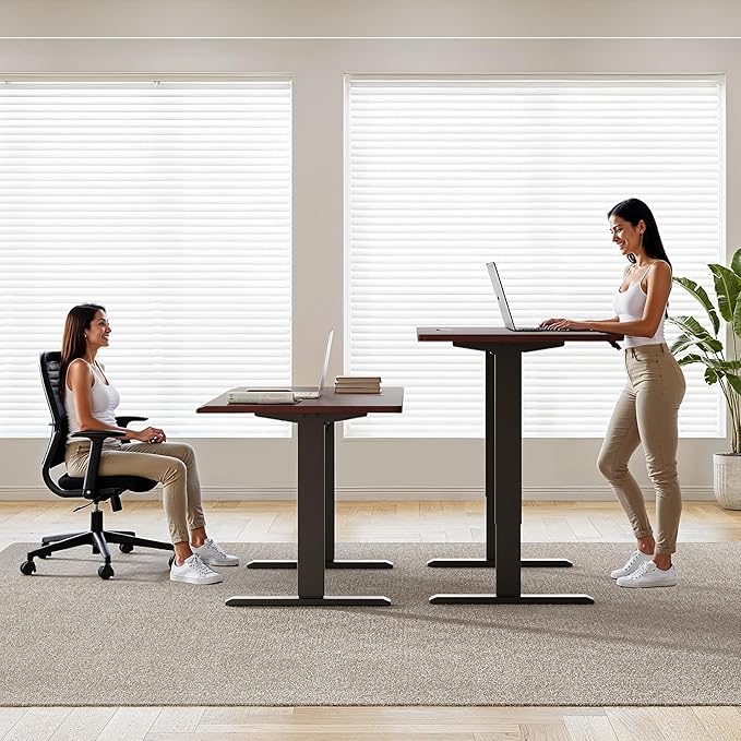 Onbrill Standing Desk 47x23.6 Inches Whole-Piece Board Rectangle Stand Up Desk with Solid Wood Desktop and Memory Controller Adjustable Height from 28-46 Inches for Home &amp Office Black Walnut