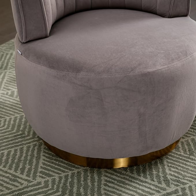 360° Swivel Cuddle Barrel Accent Chairs Wide Upholstered Round Armchairs in Fluffy Velvet for Living Room Bedroom Office Waiting Rooms