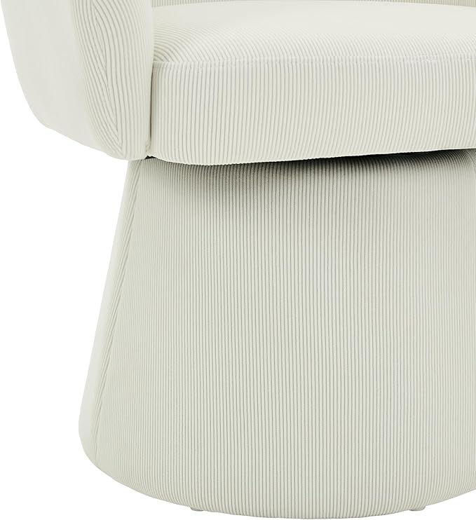 Christopher Knight Home Roach Corduroy Upholstered 360° Swivel Accent Chair Wood Frame Barrel Swivel Chair Super Comfort Single Lounge Sofa with Rotation for Living Room/Bedroom Beige