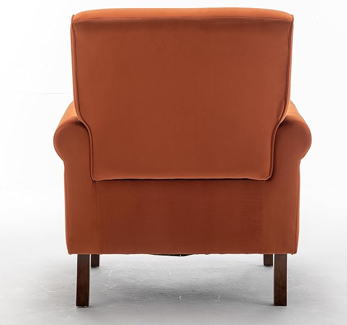 Classic Accent Armchair with Birch Wood Frame and Comfortable Rolled Armrests Arm Chairs for Living Room Bedroom and Office Decor Orange