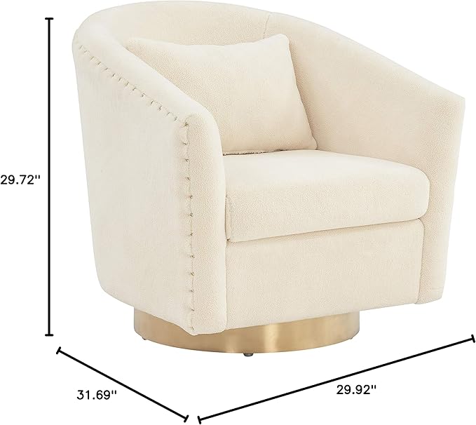 SAFAVIEH Couture Collection Clara Glam Ivory &amp Gold Faux Lamb Wool Swivel Tub Accent Chair Fully Assembled (SFV4702M)