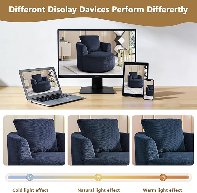 mikibama 39.4 W Swivel Round Chair Oversized Upholstered Sofa 360 Degree Swivel Barrel Chair Corduroy Comfy Deep Seat Sofa Chair for Living Room Bedroom Apartment