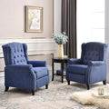EBELLO 2 Pcs Pushback Recliner Chairs Fabric Armchair Push Back Recliner with Rivet Decoration Single Sofa Accent Chair for Living Room Bedroom Blue