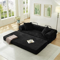 78.5W Convertible Folding Sofa Bed Corduroy Upholstered Queen Size Foam Floor Couch with Fixed-Shaped Frame Loveseat Sleeper Compression Sofa Foldable Mattress for Living Room Bedroom(Black)