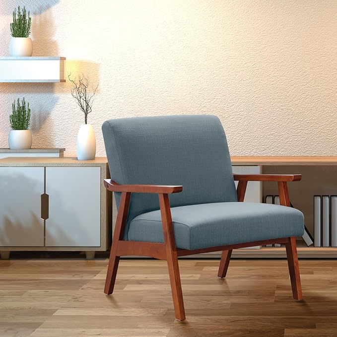 OSP Home Furnishings Davis Accent Chair with Medium Espresso Frame Klein Sea Green