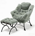 Oversized Lazy Chair with Ottoman for Adults Chair and Ottoman Set Modern Skinny Lounge Chair with Footrest Wide Reading Chair for Living Room/Bedroom Comfy Accent Armchair for Small Spaces Green