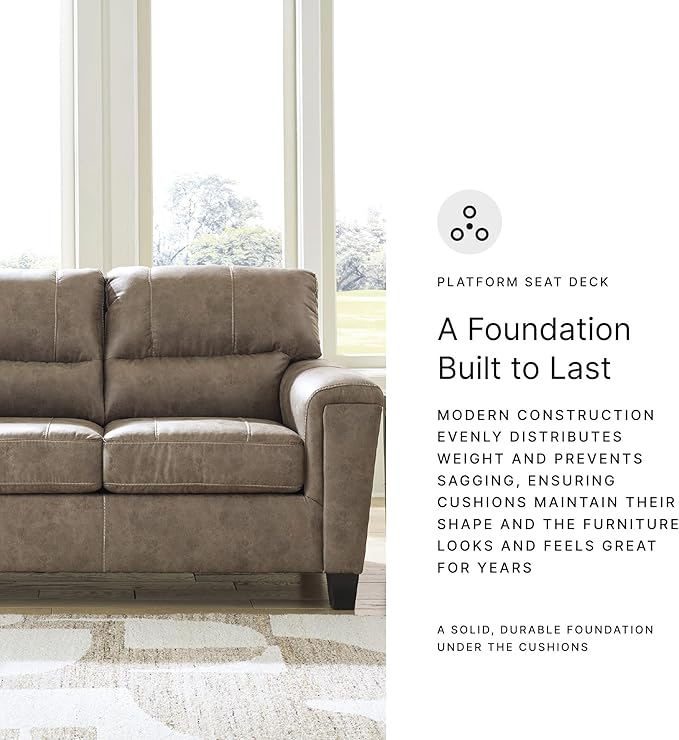 Signature Design by Ashley Navi Modern Loveseat with Removable Cushions Dark Brown