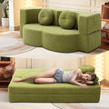 Convertible Folding Sofa Bed 75.5 Boneless Cloud Couch Loveseat Floor &amp Futon Lounge Sleeper Couches Lychee Velvet for Living Room Office Small Spaces No Assembly Required Green