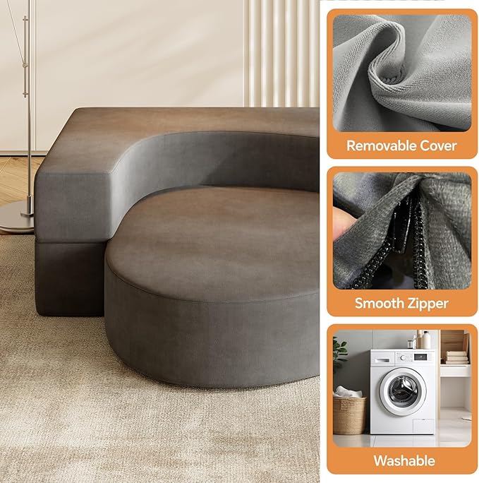 79 Floor Foam Sofa Bed Couch 3-in-1 Folding Sofa Bed with Heart Design Velvet Cover Futon Sofa Sleeper Ideal for Guest Dorm Living Room Bedroom Office Small Spaces(Grey)
