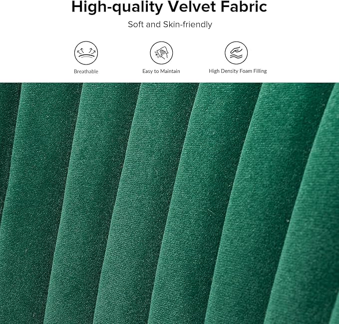 HULALA HOME Velvet Accent Chair Modern Upholstered Cute Side Chair with Gold Metal Legs Armless Wingback Slipper Chair Comfy Living Room Chair for Bedroom Guest Room VanityGreen