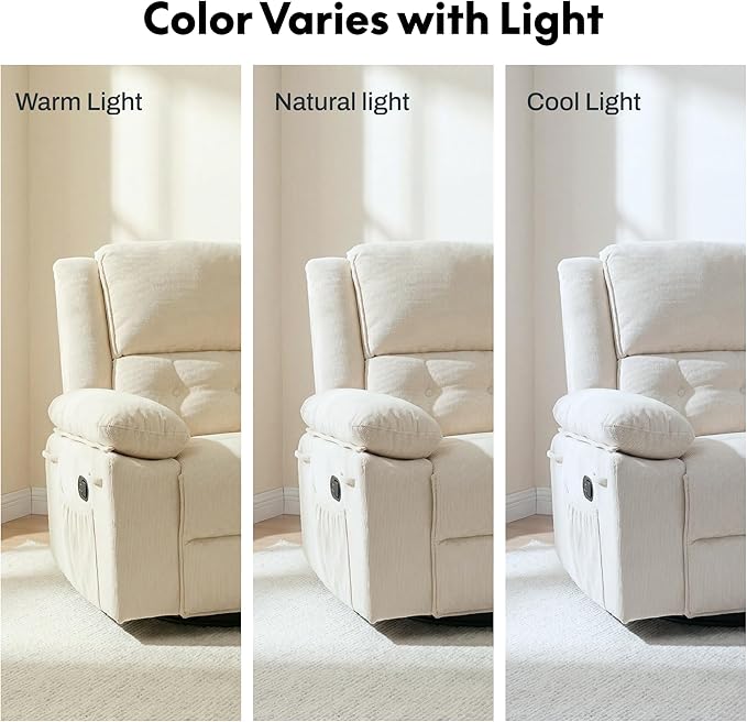 FLEXISPOT Swivel Rocker Recliner Chair for Adults Massage Recliner Rocking Chair Nursery 360° Swivel Nursery Glider for Living Room Bedroom Beige (XRC2)
