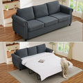 Queen Pull Out Sofa Bed 2-In-1 Pull Out Couch Bed with Memory Foam Mattress &amp Riveted Rolled Armrests 3 Seater Convertible Sleeper Sofa Foldable Couch for Living Room Bedroom Apartment(Dark G