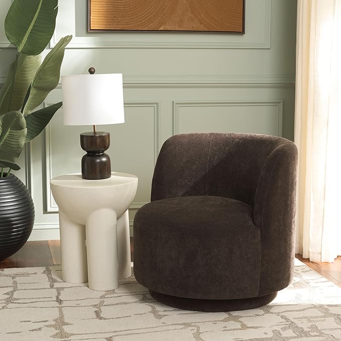 SAFAVIEH Home Collection Hayls Brown Linen Swivel Accent Chair (Fully Assembled)