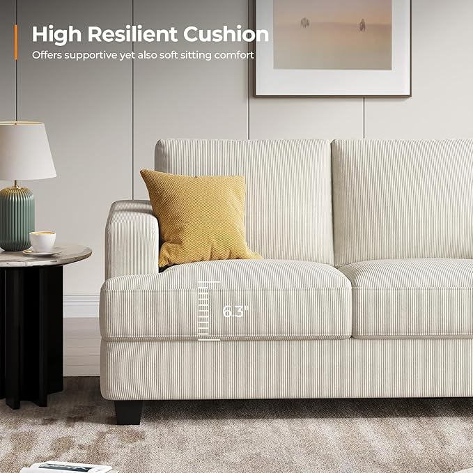 Fadware Sofa Couch 3 Seater Sofa with Suppleness Armrests Fabric Deep Seat Sofa with Upholstered Cushion&amp Backrests Modern Comfy Couch for Living Room Apartment