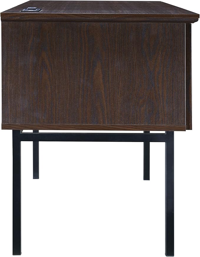 OSP Home Furnishings Jefferson Executive Office Desk with Power Hub and Lockdowel Fastening System Espresso