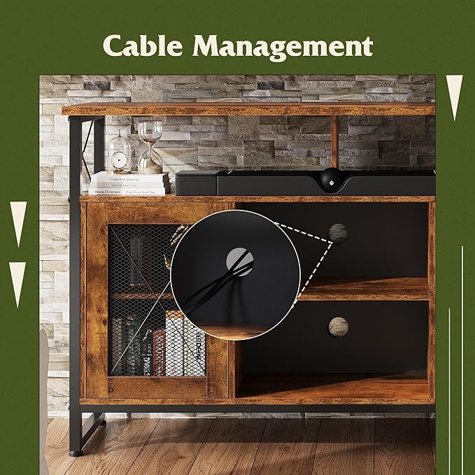 WLIVE TV Stand 55 inch TV Tall Entertainment Center with Storage Farmhouse Industrial TV Console for Bedroom Living Room Rustic Brown
