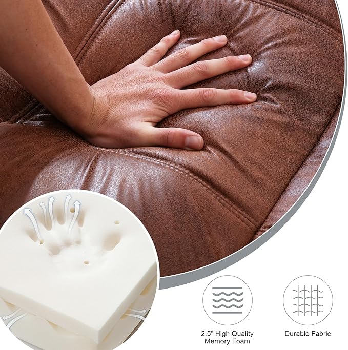 Futon Sofa Bed Convertible CouchMemory Foam Futon Sofa CouchSleeper Futons Sofa CouchesSmall Splitback Modern Loveseat Sofa Bed for Living RoomOfficeApartmentFaux LeatherBrown.