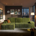ovios 115 Cloud Boneless Couch with Glitter Fabric Moudular Sectional Sofa with Deep Seat No Assembly Required Modern Minimalist L Shaped Couches with Chaise for Living Room Green