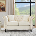 59 Chesterfield Loveseat Velvet Sofa for Living Room2-Seater Sofa Tufted Couch with Two PillowsRolled Arms and Nailhead for Living Room Bedroom OfficeBeige