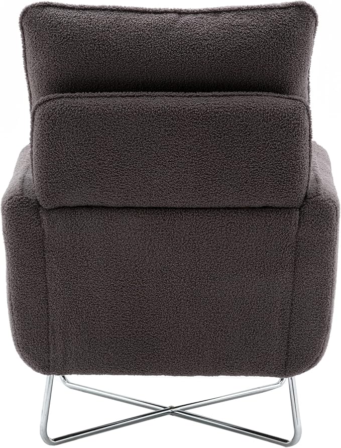 Modern Comfy Leisure Accent Chair Teddy Short Plush Particle Velvet Armchair with Lumbar Pillow for Living Room