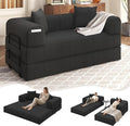 80 Convertible Sofa Bed 5 in 1 Modular Boneless Couch Sleeper Sofa Bed with Fixed Frame &amp Removable Backrest Pillow Washable Corduroy Futon Sofa Bed Couch in a Box for Small Spaces Dark Black