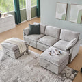 88.98 Cloud Couch Sectional with Storage Ottoman Sectional Couches for Living Room U-Shape Modular Sectional Sofa with 5 Seater Chenille Sofa and Pillow for Apartment BedroomLight Grey