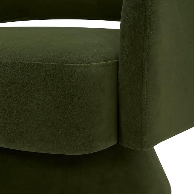 CHITA Swivel Accent Chair Armchair FSC Certified Velvet Barrel Chair for Living Room Bedroom Forest Green