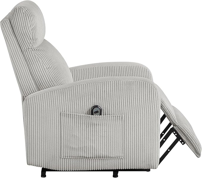Lexicon Power Lift Recliner Chair for Elderly with Remote Control Gentle Lift Motion Side Pocket Armrest Corduroy Upholstered Electric Recliner for Living Room/Bedroom Easy Assembly Light Gray