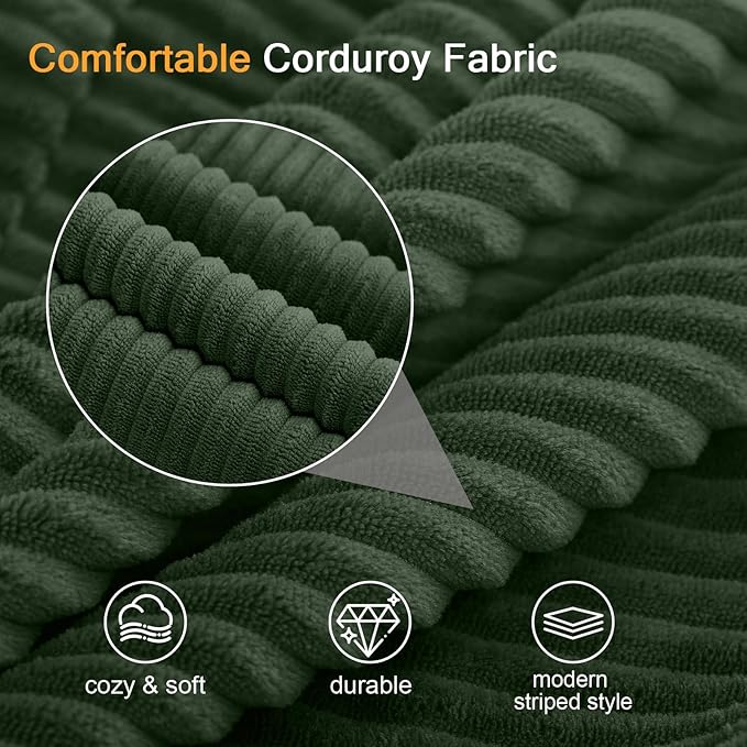 COMAX Convertible Sofa Bed Queen Corduroy Folding Floor Couch Pull Out Couch Bed Futon Sleeper with Pillows Fold Out Boneless Sofa Comfy Lounge Mattress Loveseat for Living Room Bedroom Green