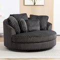 Chifee &amp Vingol 59.8 W Oversized Accent Round Chair Large Barrel Chair with Wheels &amp 5 Pillows Faux Fur Fabric - Charcoal