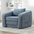 Convertible Sofa Bed Chenille Upholstered Pull Out Sofa Bed with Pillows 2-in-1 Sofa Chair with Minimalist Design Comfy Folding Mattress Couch for Apartment (Light Blue Single Sofa Bed)