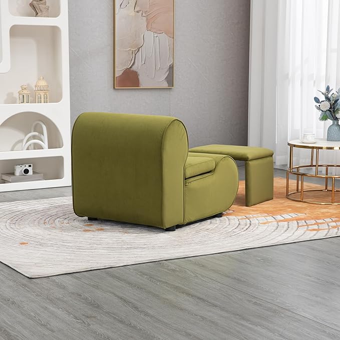 House Hold Accent Chair with Ottoman Cushioned deep seat no armrest Accent Single Lazy Chair for Living Room