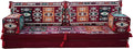 arabicsofa Maroon Arabic Majlis Sofa with Cushions – Modular Loveseat Floor Sofa for Living Room