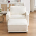 44.2 Oversized Sofa Chair with Ottoman Upholstered Accent Chair with Thick Cushions Single Sofa Lounge Chenille Comfy Reading Chair for Living Room Easy Assembly White