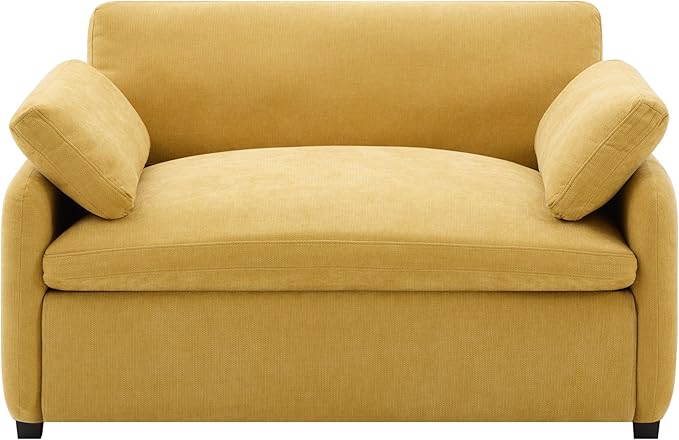 50*43 Oversized Chenille Single Sofa Chair Wide and Deep Seat Accent Chair Modern Upholstered Comfy Armchair Color Blocking Couch Lounge with Pillows for Living RoomApartmentBedroomYellow