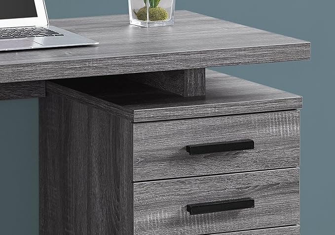 Computer Desk Home Office Laptop Left Right Set up Storage Drawers 48 l Work Grey Laminate Black Metal Contemporary Modern FQ353