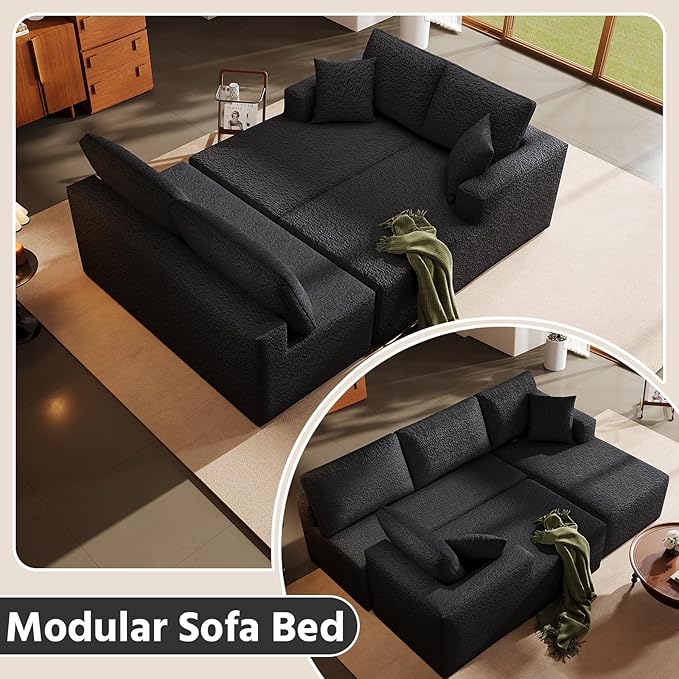 Modular U-Shaped Sectional Sofa 7-Seater Cloud Couch with Double Chaise Modern Sleeper SofaNo Assembly Sectional Cloud Boneless Sofa Couches for Living Room/Apartment