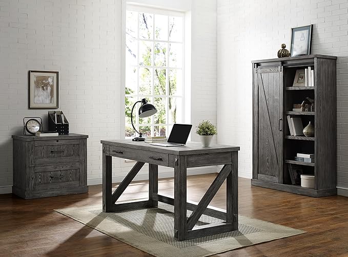 Martin Furniture Avondale Writing Desk Writing Table Wood Office Desk Finished All Sides Gray