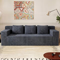 71 Corduroy Living Room Sofa 3 Setaser Deep Seat Couch with 3 Lumbar Pillows Comfy Boneless Sofa Modern Compressed Couch for Bedroom Office Apartment No Assembly Flat Armrests (Dark Grey)