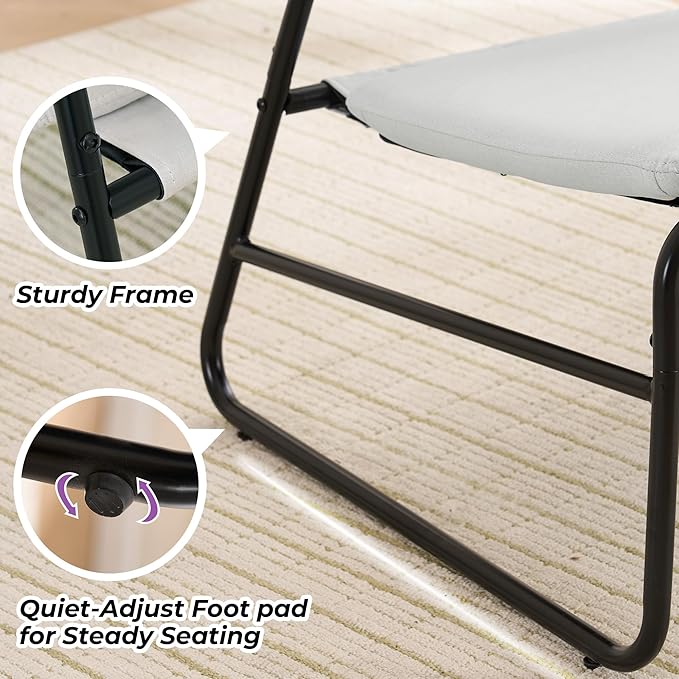 DAICO Modern Accent Chair Armless Sling Accent Chairs Comfy Upholstered Side Sitting Chairs with Metal Frame for Living Room Bedroom Balcony Garden Linen Beige