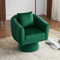 Karl home 360° Swivel Accent Chair Modern Velvet Fabric Living Room Armchair with Fluffy Cushions Comfy Wide Upholstered Barrel Accent Chairs for Living Room Bedroom Lounge Office (Green)