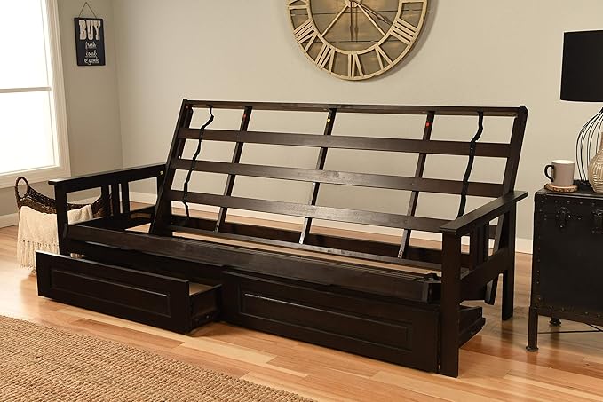Kodiak Furniture Monterey Queen-size Futon Frame Storage Drawers Espresso Finish