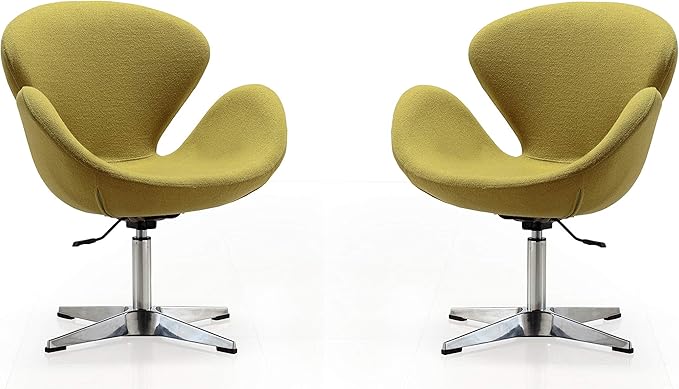 Manhattan Comfort Raspberry Adjustable Swivel Accent Chair with 360° Turn Polished Chrome Base Modern Retro Design Versatile Seat Ideal for Any Room Set of 1 Green