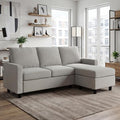L Shaped CouchReversible Sofa with Linen FabricConvertible Sectional Sofa for Small Space Light Grey